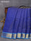 10 yards silk cotton saree blue and cs blue with allover vairosi pattern & buttas and zari woven border without blouse