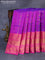 Pure uppada silk saree purple and pink with allover thread & zari woven buttas and long peacock design zari woven border