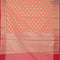 Banarasi kota saree peach orange and red with zari woven buttas and zari woven border