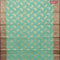 Banarasi kota saree teal blue and maroon with paisley zari woven buttas and floral zari woven border