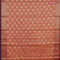 Banarasi kota saree peach orange and red shade with floral zari woven buttas and zari woven border