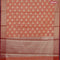 Banarasi kota saree peach orange and red shade with floral zari woven buttas and zari woven border