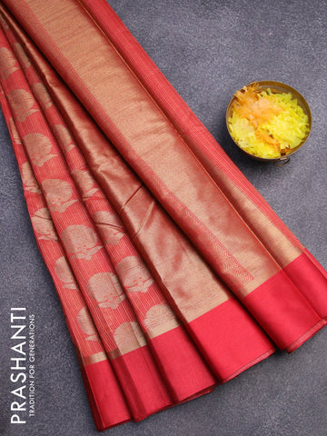 Banarasi kota saree red shade with zari woven buttas and zari woven simple border