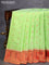 Pure paithani silk saree fluorescent green and red with allover zari woven floral buttas and zari woven paithani butta border