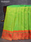 Pure paithani silk saree light green and red with allover paisley zari woven buttas and zari woven paithani butta border