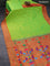 Pure paithani silk saree light green and red with allover paisley zari woven buttas and zari woven paithani butta border