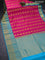 Pure kanjivaram silk saree pink and teal blue with zari woven buttas and long rich zari woven korvai border