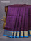 10 yards silk cotton saree deep violet and cs blue with allover zari weaves & buttas and zari woven border