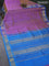 10 yards silk cotton saree dual shade of lavender and cs blue with allover self emboss jacquard and zari woven border