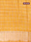 Semi gadwal saree dark mustard with allover zari checks & floral prints and zari woven border