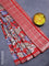 Semi gadwal saree red with allover zari strips & floral prints and zari woven border