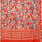 Semi gadwal saree red with allover zari strips & floral prints and zari woven border