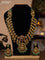 Antique green beaded haaram lakshmi design with jadau stones and beads hanging