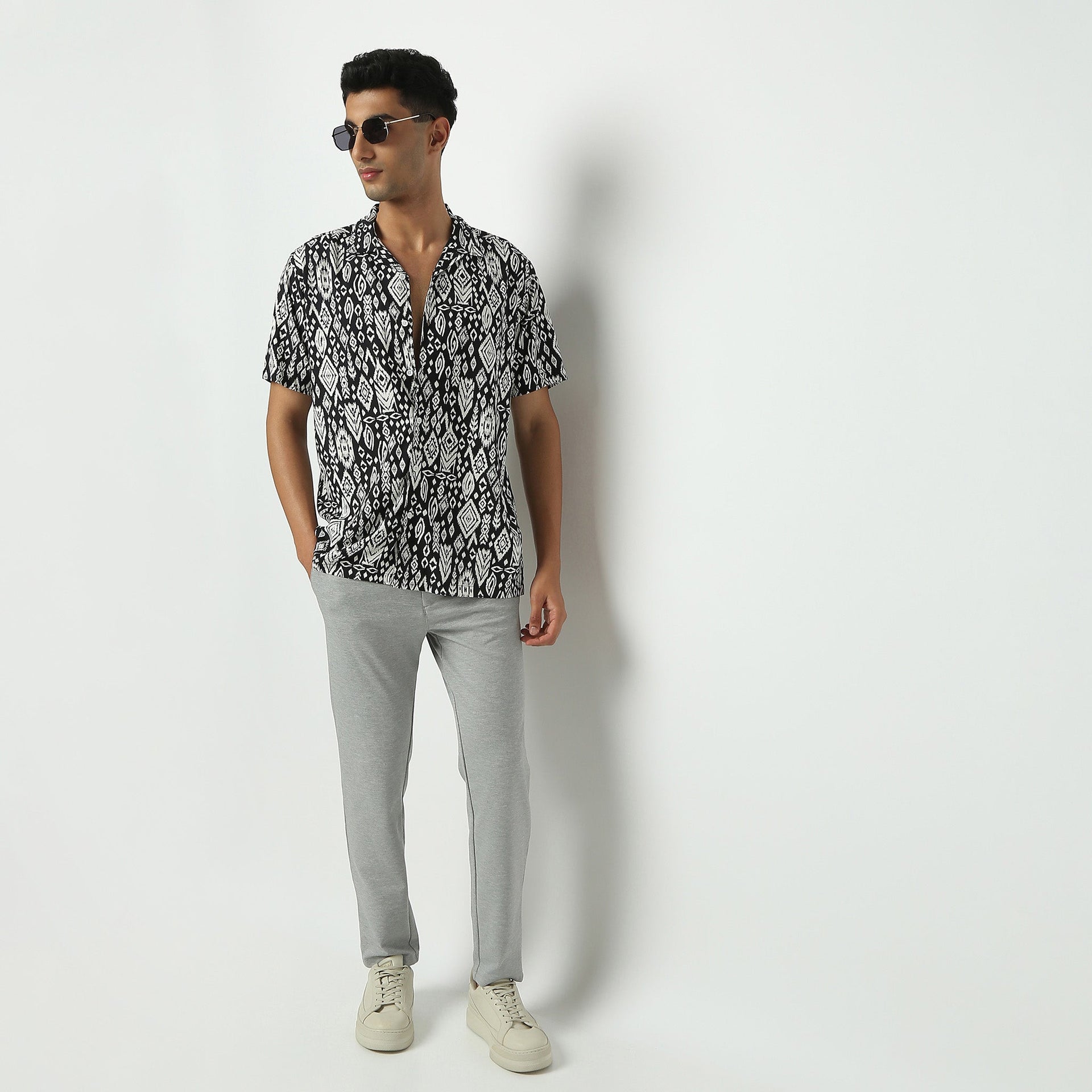 Camp Collar Half Sleeve Short Length Relaxed Fit Cuban Printed Shirt