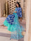 Turquoise Peony Silk Kota Doria Dupatta