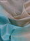 Pure soft silk saree light blue and beige with allover checked pattern and rettapet silver zari woven border