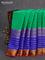 Pure mysore silk saree green and royal blue red with plain body and long zari woven border