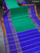 Pure mysore silk saree green and royal blue red with plain body and long zari woven border
