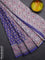 Chanderi bagru saree blue with floral butta prints and small zari woven border