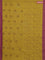Bengal soft cotton saree mustard yellow and purple with allover butta weaves and simple border