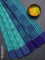 Bengal soft cotton saree teal blue and blue with allover weaves and simple border