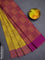 Bengal soft cotton saree yellow and purple with allover geometric weaves and simple border