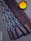 Chanderi silk cotton saree blue with allover paisley prints and banarasi style border