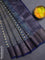 Chanderi silk cotton saree blue with allover prints and banarasi style border