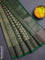 Chanderi silk cotton saree beige and green with allover prints and banarasi style border