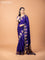 Banarasi crepe saree violet with stripes pattern and mirror work & banarasi style border