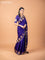 Banarasi crepe saree violet with stripes pattern and mirror work & banarasi style border