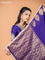 Banarasi crepe saree violet with stripes pattern and mirror work & banarasi style border