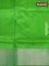 Pure uppada silk saree purple and parrot green with allover silver zari woven buttas weaves and zari woven border