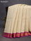 Pure kanchipuram silk saree cream and purple with zari woven buttas and zari woven korvai border