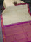 Pure kanchipuram silk saree cream and purple with zari woven buttas and zari woven korvai border