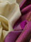 Pure kanchipuram silk saree cream and purple with zari woven buttas and zari woven korvai border