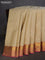 Pure kanchipuram silk saree eige and pink with zari woven buttas and rich zari woven border