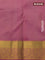 Pure kanchipuram silk saree eige and pink with zari woven buttas and rich zari woven border