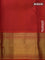 Pure kanchipuram silk saree blue and orange with allover zari stripe pattern and rich zari woven border