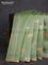 Banarasi organza silk saree pastel green with silver & gold zari weaves and zari woven piping boder