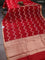 Banarasi organza silk saree red with silver & gold zig zag weaves and zari woven border