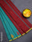 Arani semi silk saree teal green and maroon with thread woven buttas and piping border