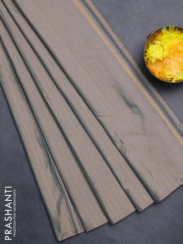 Arani semi silk saree dual shade of grey with allover silver zari weaves in borderless style