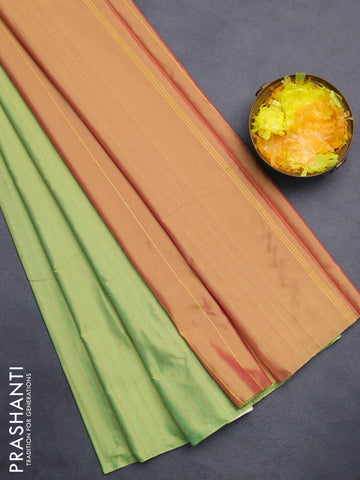 Arani semi silk saree light green with allover zari weaves in borderless style