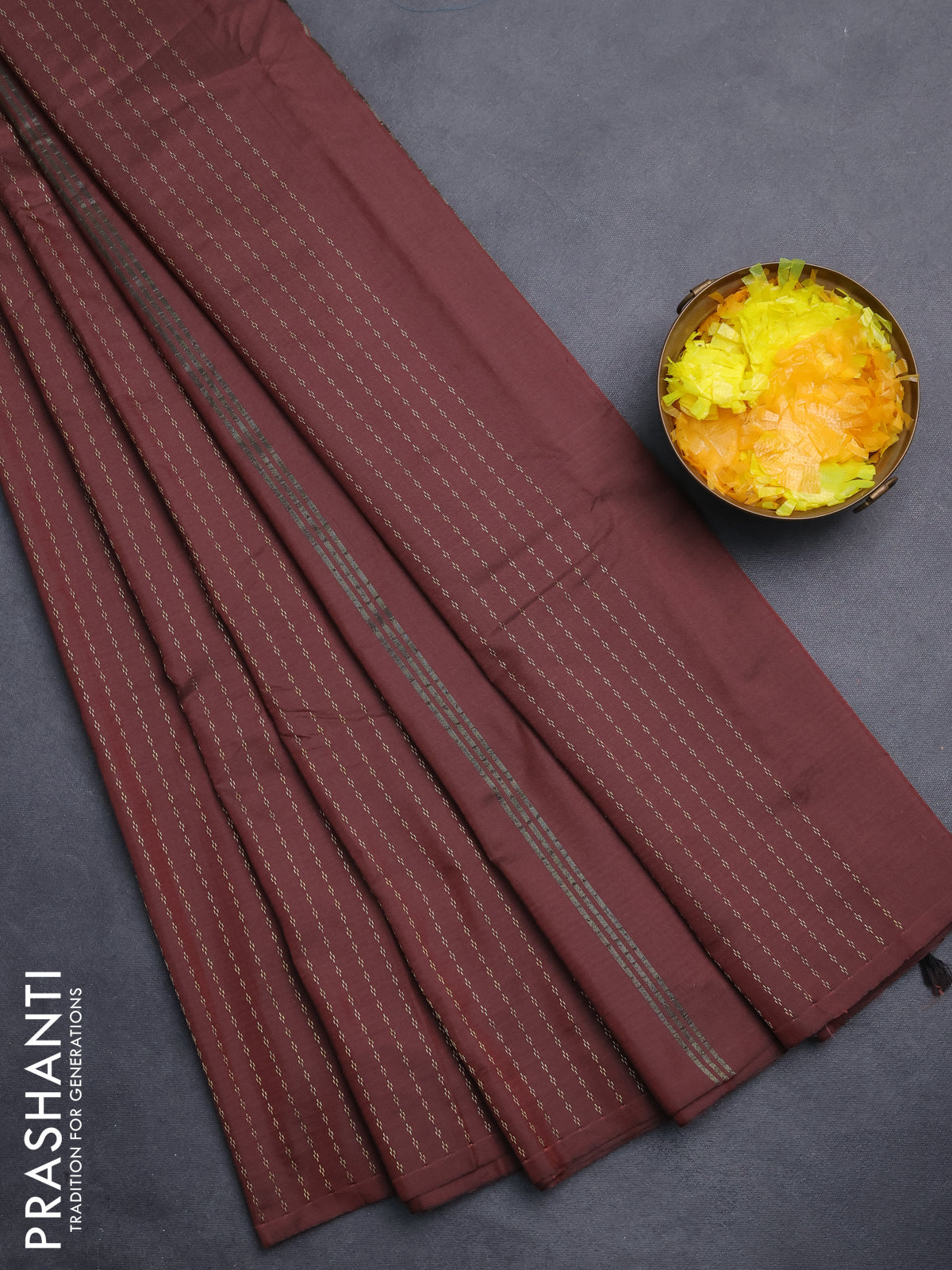 Arani semi silk saree deep maroon with allover zari weaves in borderless style