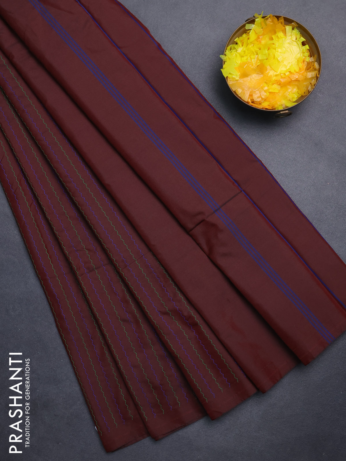 Arani semi silk saree deep maroon with allover thread weaves in borderless style