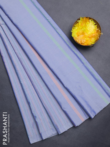 Arani semi silk saree blue shade with allover thread weaves in borderless style