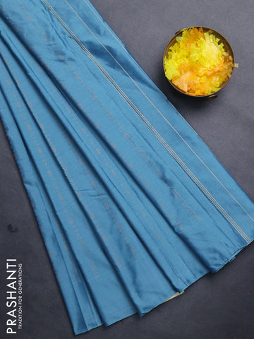 Arani semi silk saree pastel blue with allover copper zari weaves in borderless style