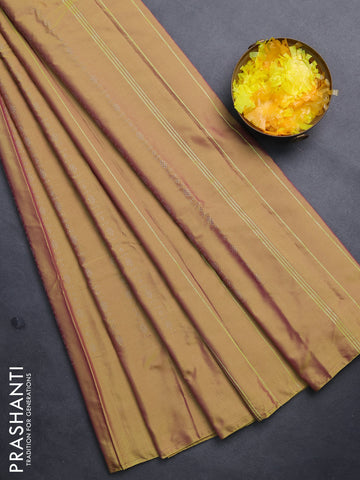 Arani semi silk saree mehendi green with allover silver zari weaves in borderless style