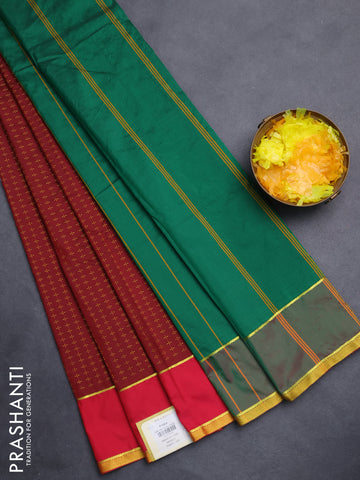 Arani semi silk saree maroon and pink with allover thread weaves and rettapet zari woven border`